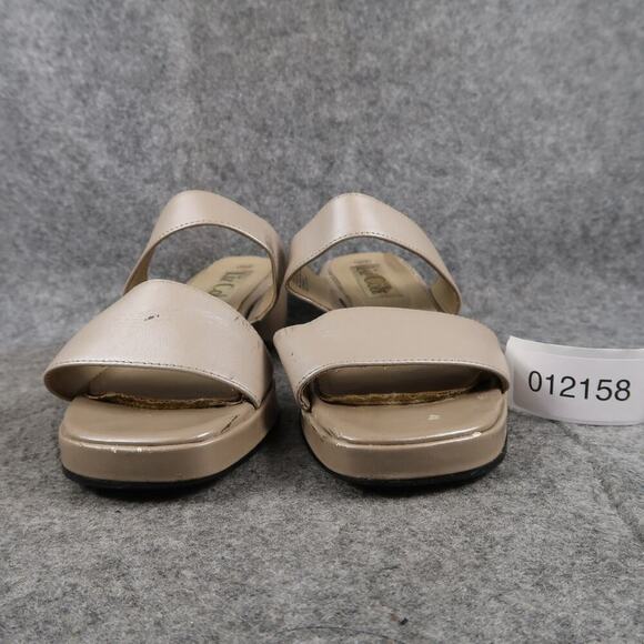 Liz Cole Shoes Womens 8 Sandals Wedge Slides Leather Slip On Double Strap Retro - Picture 2 of 11